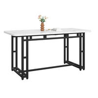 JÍDELNÍ stůl 140/80 cm černo-bílý z MDF s černými kovovými nohami - bílá, kompozitní dřevo (140/80/74cm) - OKWISH