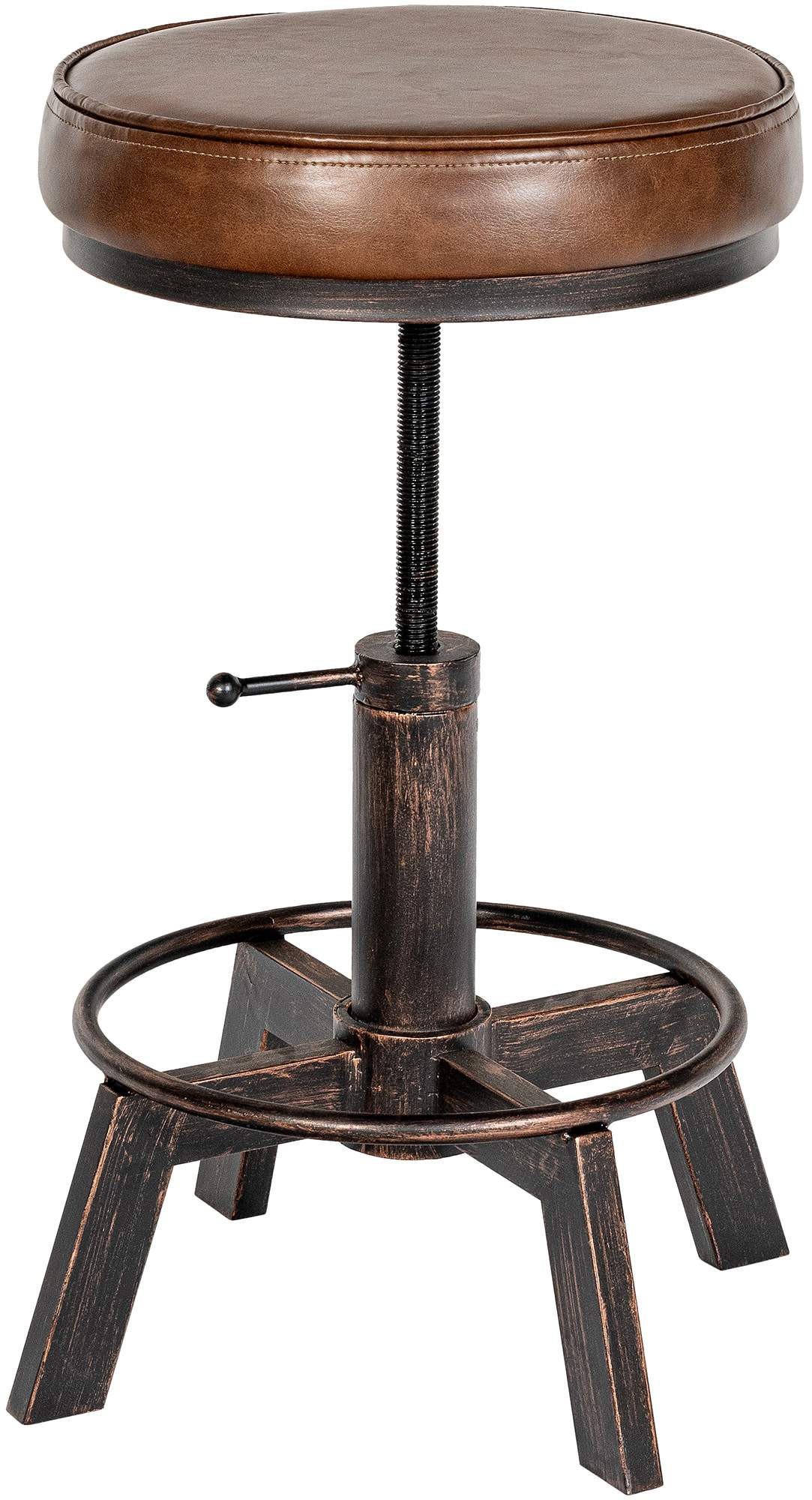 HOCKER rund Lederlook Bronze - Bronzefarben, Textil/Metall (42/44/42cm) - CLP