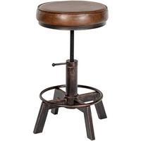 HOCKER rund Lederlook Bronze - Bronzefarben, Textil/Metall (42/44/42cm) - CLP