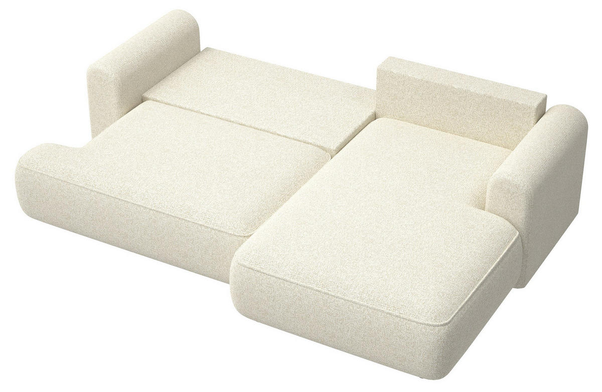 ECKSOFA Ovo Hellbeige Webstoff-Bezug - Ecru/Schwarz, Kunststoff/Textil (165/260cm) - Selsey