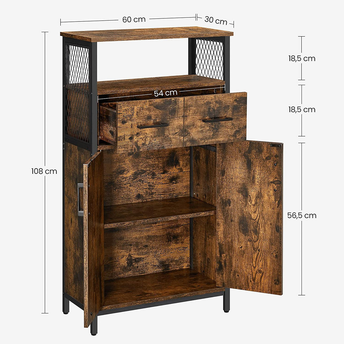 AUFBEWAHRUNGSSCHRANK SIDEBOARD - Braun, Textil (30/108/60cm) - Hansiro