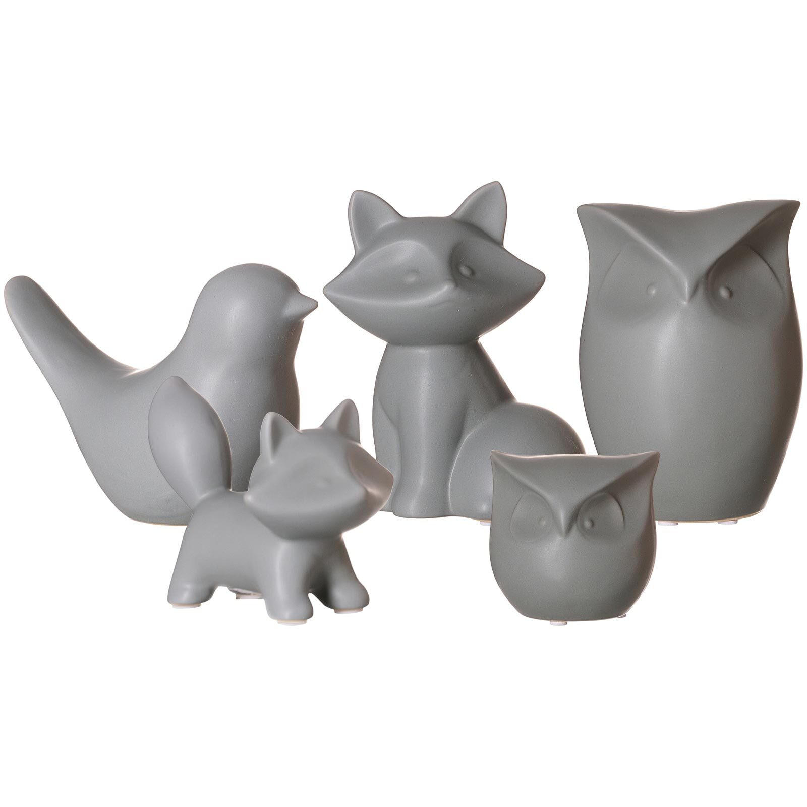 DEKOFIGUREN-SET TIERE Tiere grau 5er Set - Grau, Keramik (2/2/2cm) - Ritzenhoff Breker