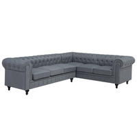 ECKSOFA Polsterbezug Hellgrau rechtsseitig Chesterfield - Grau, Textil (280/85cm) - Beliani