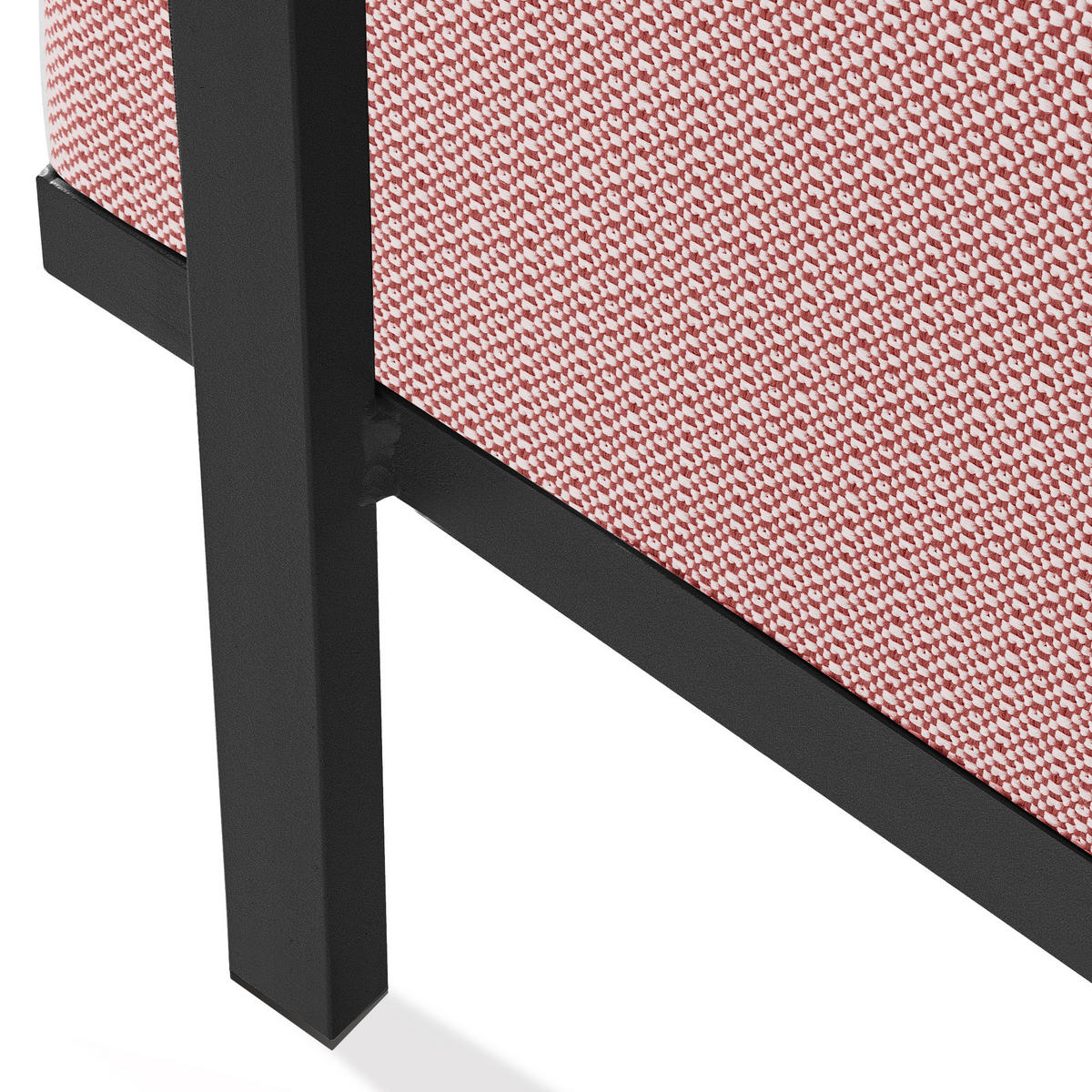 GARTENLOUNGE-HOCKER TRIGLO auf Metallfüßen, Modern, Dunkelgrau - Dunkelgrau/Rot, Textil/Metall (69/44/54cm) - KONSIMO®