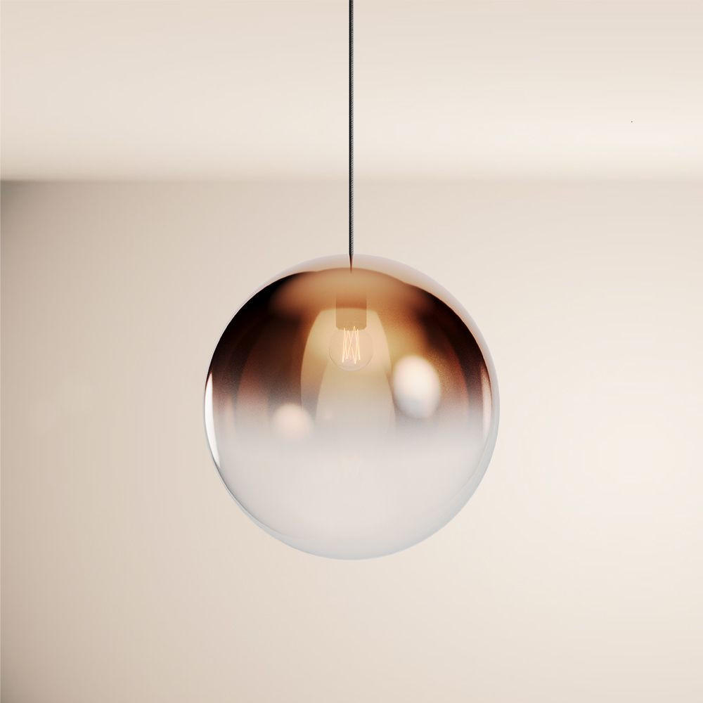 HÄNGELAMPE Orb 1.5m Abhängung Kupfer Verlauf/Schwarz Ø 40cm - Kupferfarben, Glas (40/40/40cm) - s.luce