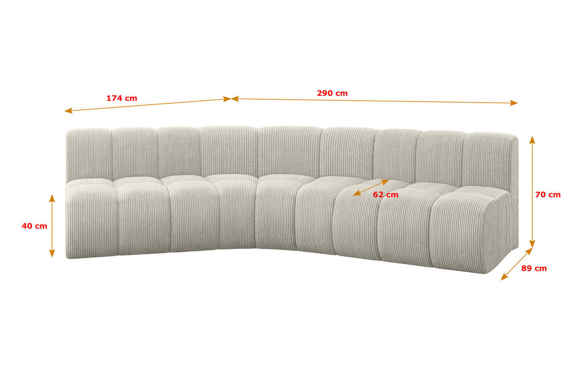 ECKSOFA modulares Sofa Montra-L1 - 290x174x70 cm Hellgrau - Hellgrau, Holzwerkstoff/Textil (290/174cm) - ALTDECOR