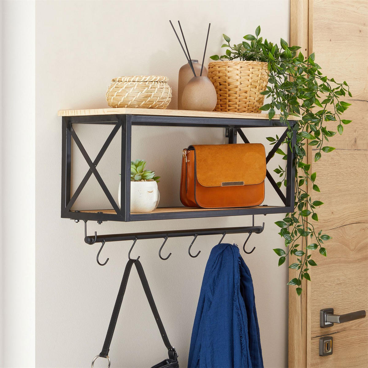 WANDGARDEROBE ARMANDO - Schwarz/Braun, Metall (62/35/20cm) - CARO-Möbel