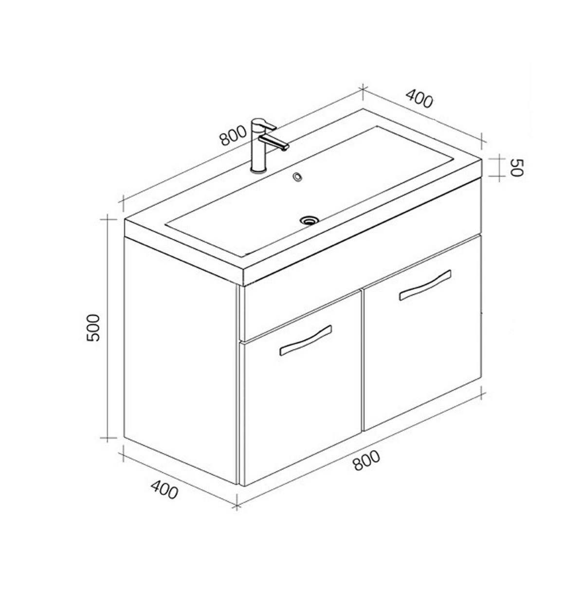 BADMÖBEL-SET Paso 2 Teile Schwarz Matt - 80 x 35 x 55 cm - Schwarz, Holz (80/55/40cm) - Badplaats