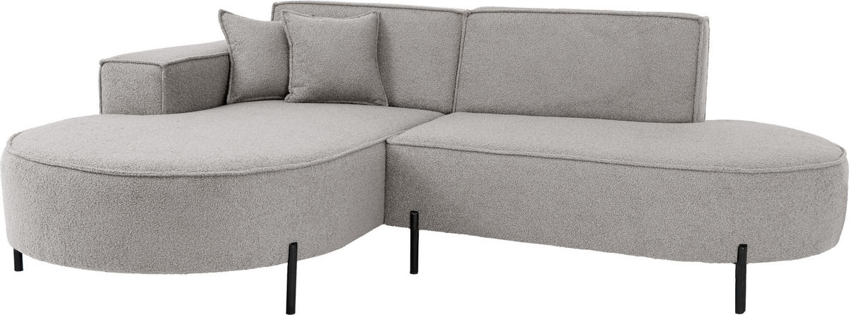 ECKSOFA Hana Loft 3-Sitzer Ecke Links, Boucle, Hellgrau 241/80/168 cm - Hellgrau/Schwarz, Textil/Metall (241/168cm) - WFL GROUP