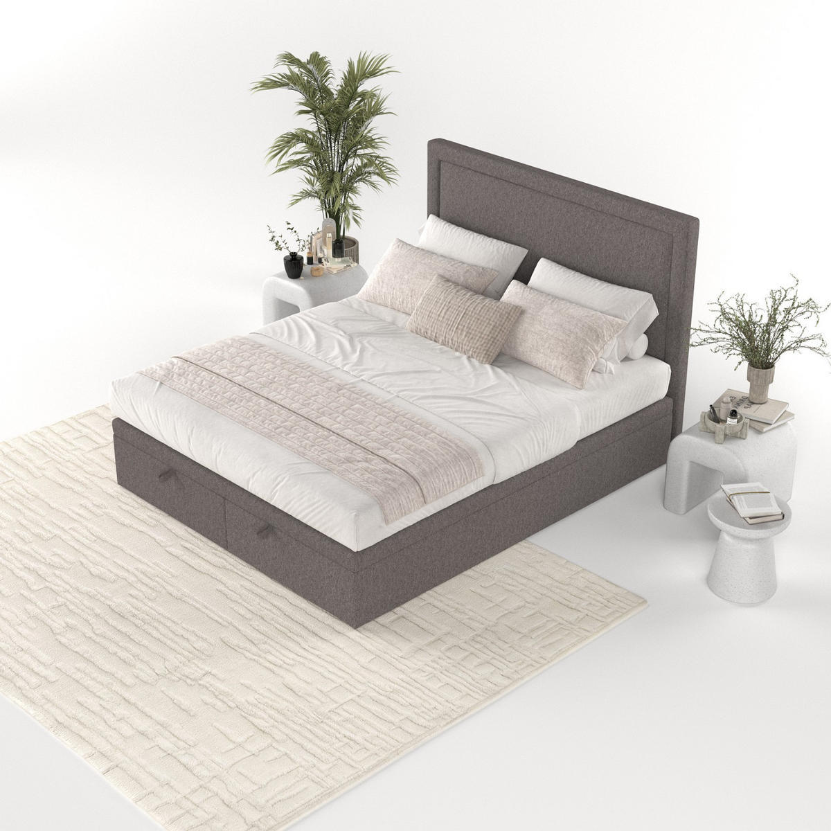 POLSTERBETT Salma mit Stauraum 140/200 cm Braun im Megan Stoff - Schwarz/Braun, Holz/Holzwerkstoff (140/200cm) - AltaBeds