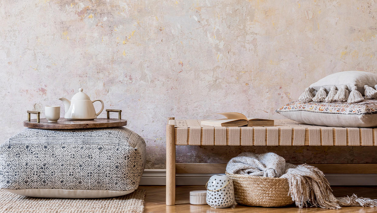 Obývací pokoj v boho stylu inspirace