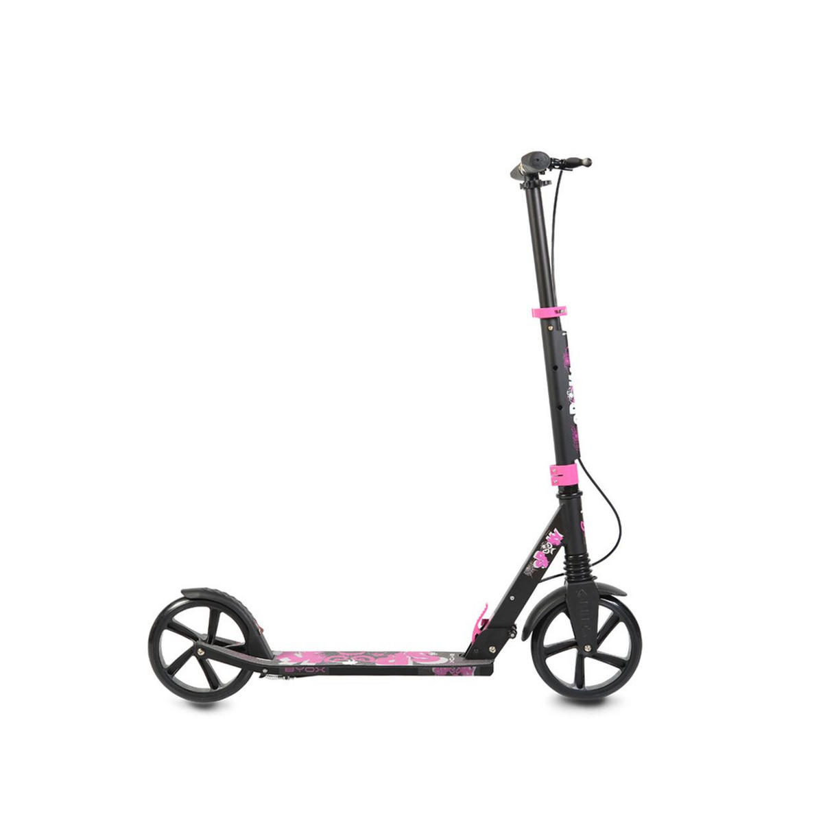 KINDERROLLER Spooky klappbar pink bis 100 kg, Bremse, Stoßdämpfer vorne, ABEC-7 - Rosa, Metall (85/40/95cm)
