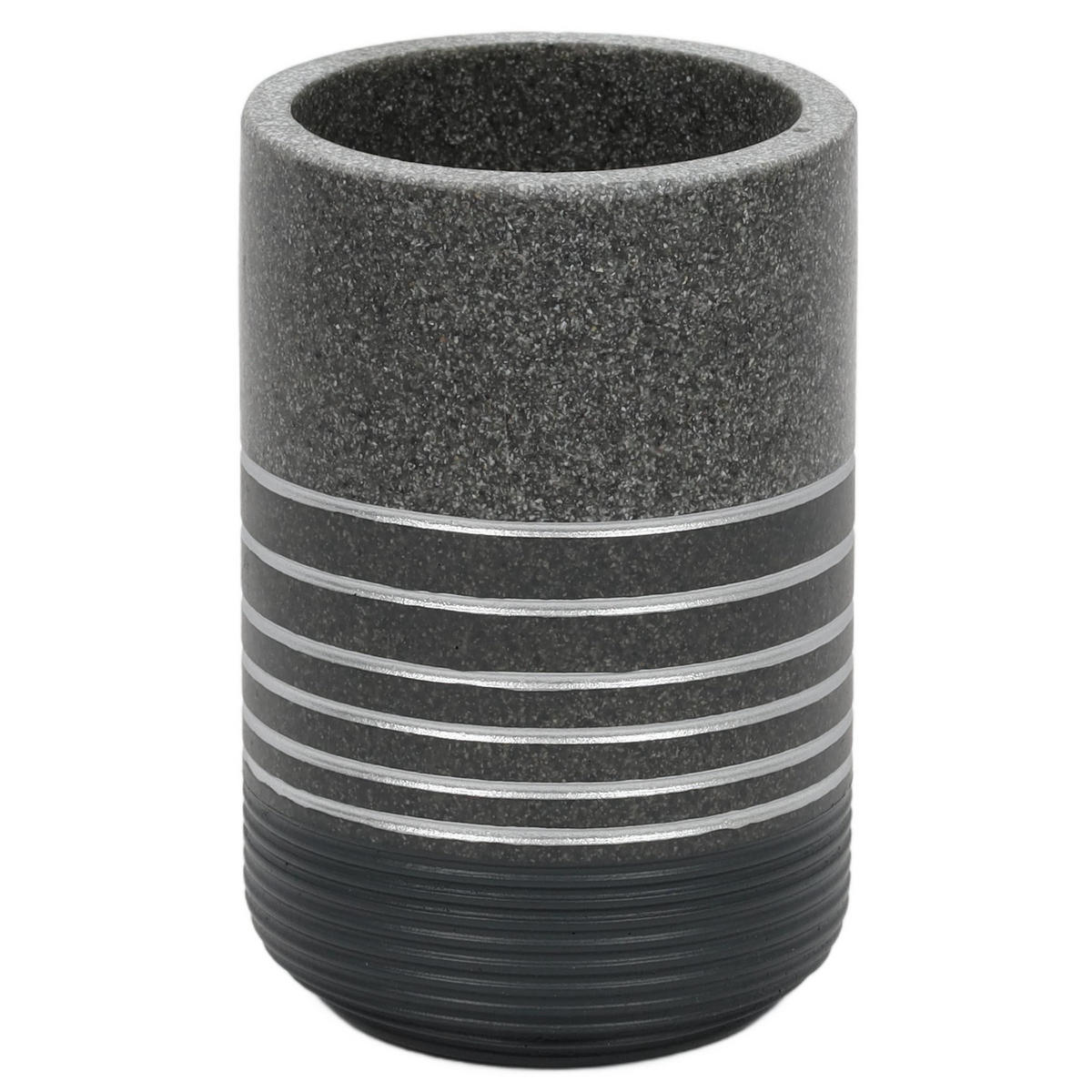BECHER und Zahnbürstenhalter aus Polyresin 7/7/11 cm - Anthrazit, Kunststoff (7/11/7cm) - 5five Simply Smart