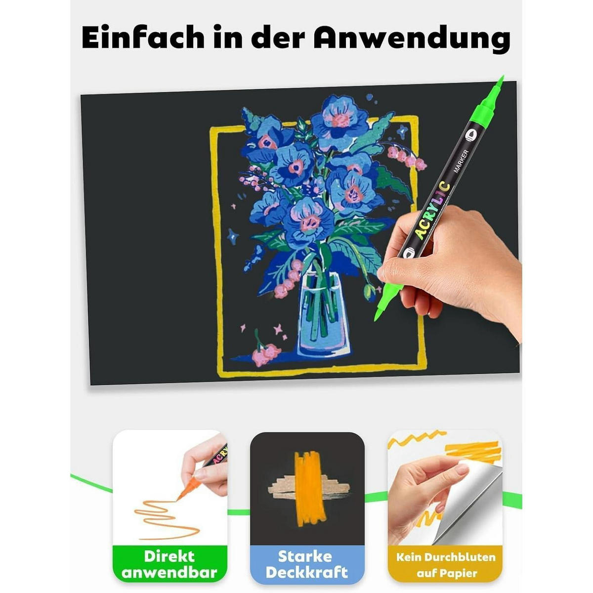 ACRYLSTIFTE Set 60 Farben Doppelspitze - Multicolor, Kunststoff (1/1/16.5cm)