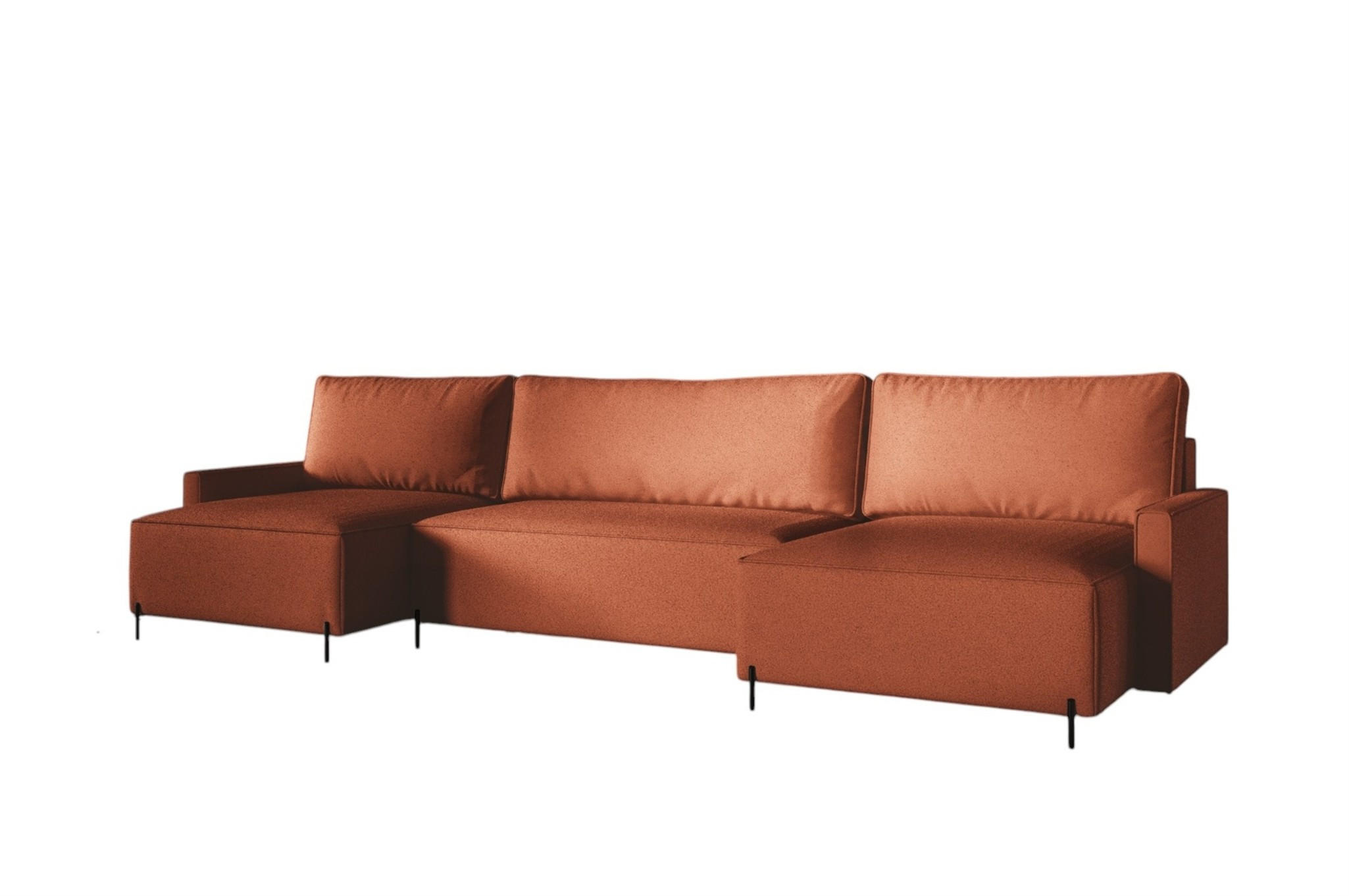 WOHNLANDSCHAFT Braga - Rotbraun, Holzwerkstoff/Textil (372/80/153cm) - Fun Möbel