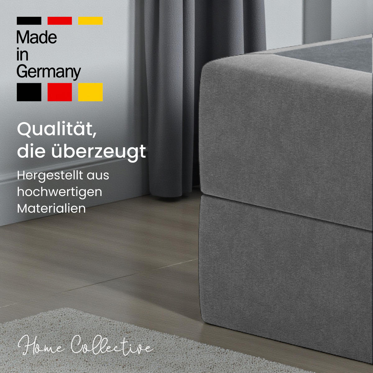 BOXSPRINGBETT mit Bonnell Matratze, 100 x 200 cm, in Grau - Grau, Naturmaterialien (100/200cm) - Home Collective