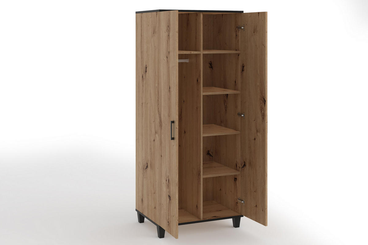 DREHTÜRENSCHRANK CORTEZA 80/193/56cm 2-türig Eiche Artisan - Eiche Artisan, Holzwerkstoff (80/193/56cm) - MASSENO