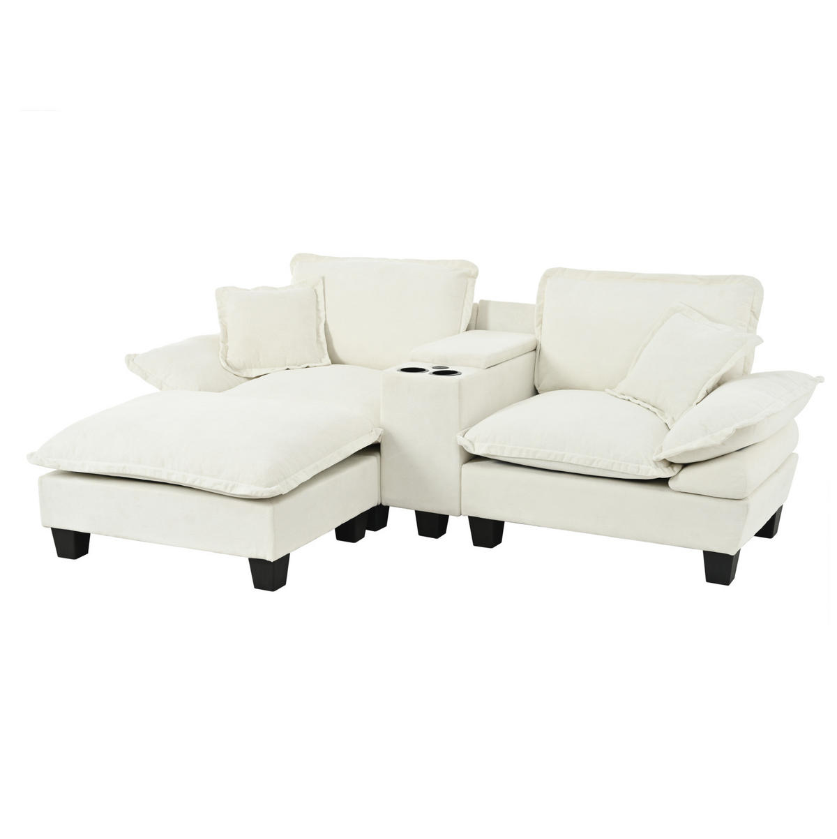 ECKSOFA 224/151/90 cm beige aus Chenille mit USB und Stauraum - Beige, Textil (151/224cm) - OKWISH