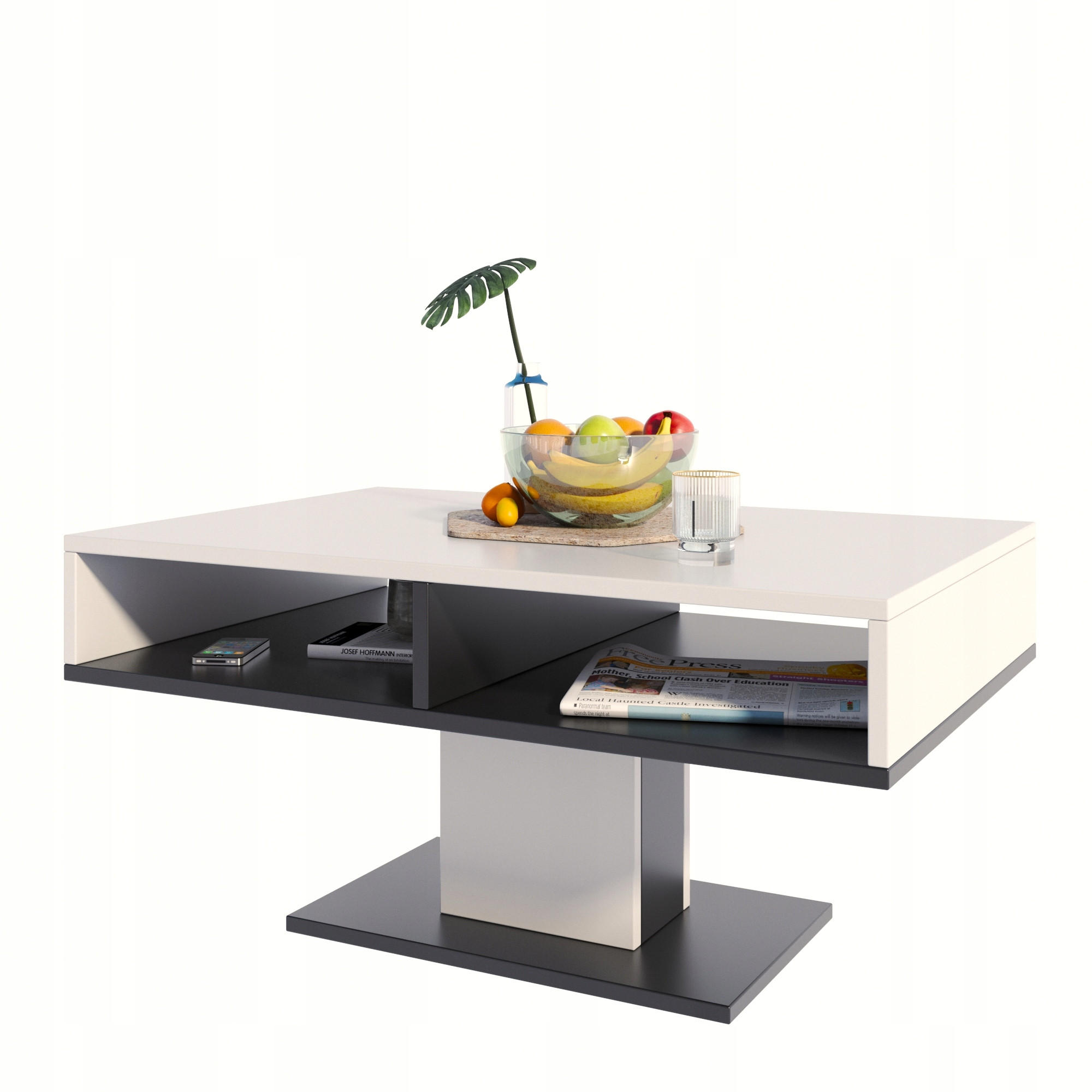COUCHTISCH INES Weiß-Schwarz 100/50/50 cm - Multicolor, Holzwerkstoff (50/100/50cm) - Matkam Möbel