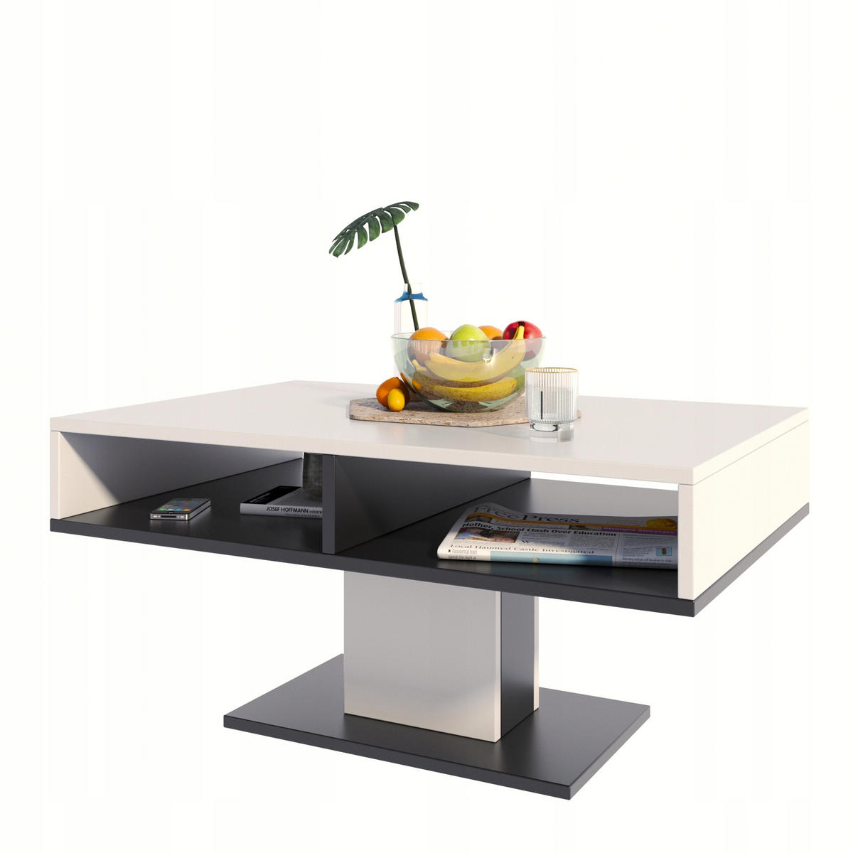 COUCHTISCH INES Weiß-Schwarz 100/50/50 cm - Multicolor, Holzwerkstoff (50/100/50cm) - Matkam Möbel