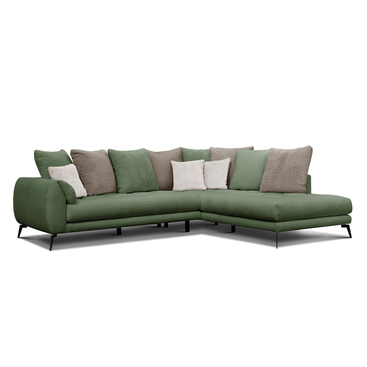 ECKSOFA CALME 5-Sitzer, olive und beige - Olivgrün, Holz/Textil (294/229cm) - Courtois Laville