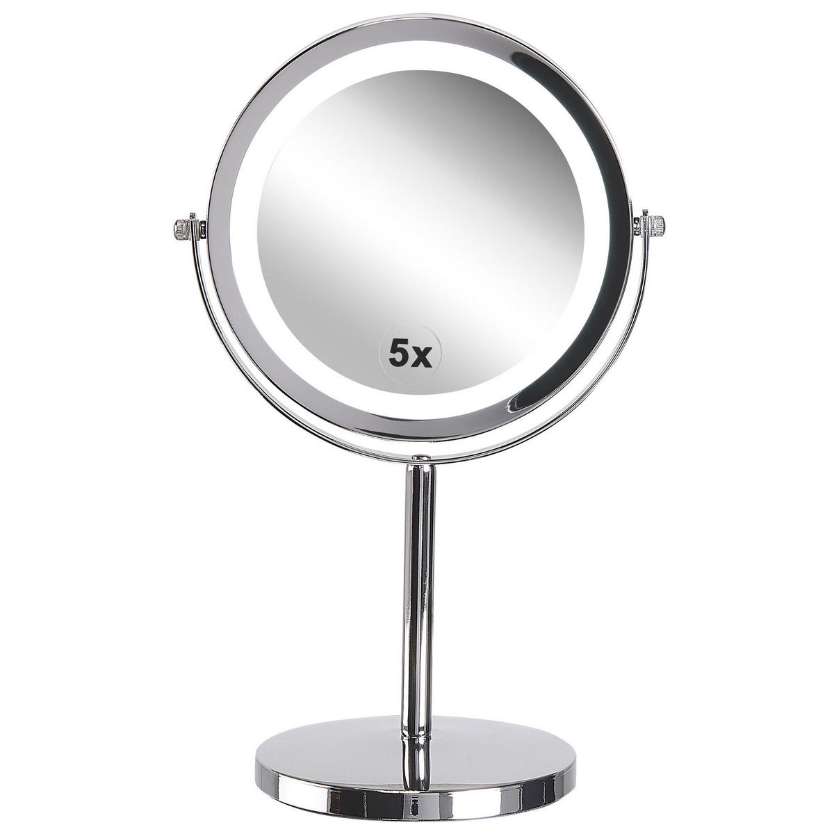 KOSMETIKSPIEGEL silber mit LED-Beleuchtung 20 cm Verdun - Silberfarben, Metall (20/31/14cm) - Beliani