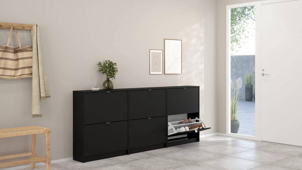 SCHUHSCHRANK Schwarz 24.05/70.3/85.2 cm - Schwarz, Holzwerkstoff (70/85/24cm) - DMORA
