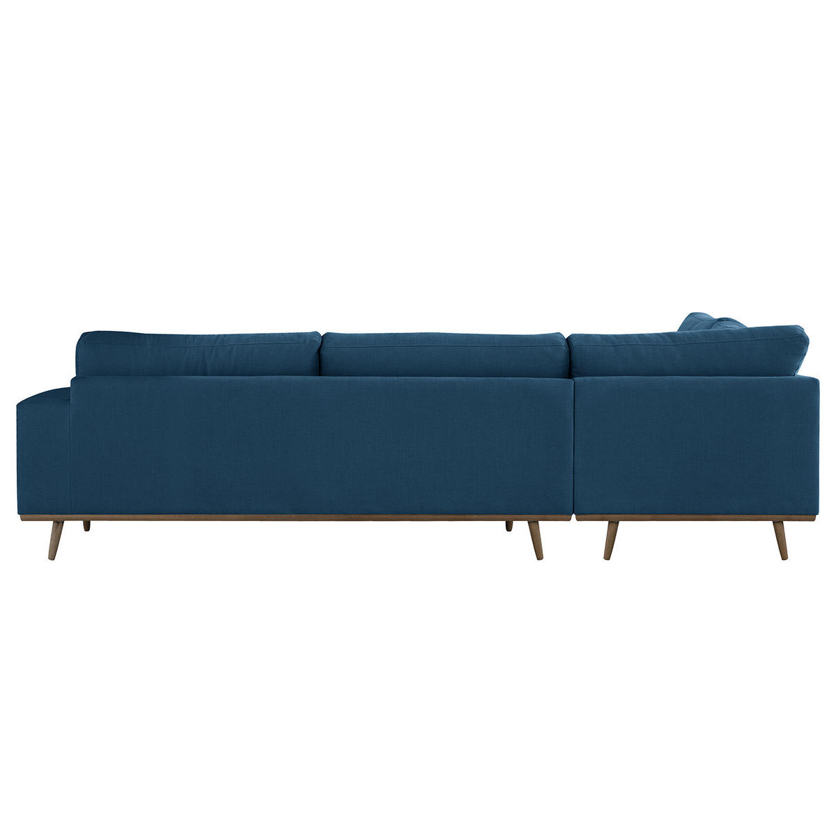 ECKSOFA mit Ottomane - Blau/Eichefarben, Naturmaterialien/Eichenholz (287/219cm) - home24