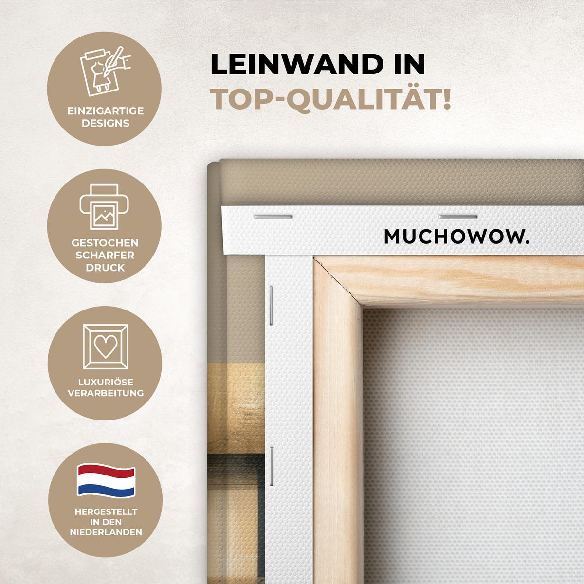 LEINWANDBILD Abstrakt - Formen - Beige - Texturen Deko Wohnzimmer 20x20 cm - Beige, Textil (20/20cm) - MuchoWow