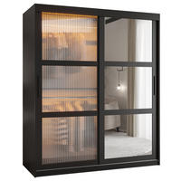 SCHWEBETÜRENSCHRANK 200/150/62 2-türig - Schwarz, Holz/Kunststoff (150/200/62cm) - Abiks Möbel