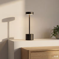 AKKU-TISCHLEUCHTE - Eisen / Kunststoff - Schwarz, Metall (8/8/28cm) - home24