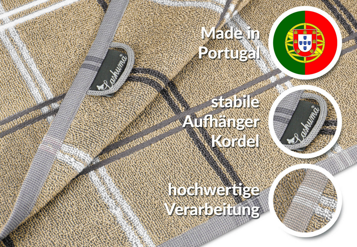 FROTTEE Küchenhandtücher 50x50 cm, 6er Set, Lyon Kiesel Grau - Sandfarben, Textil (50/50cm) - Lashuma