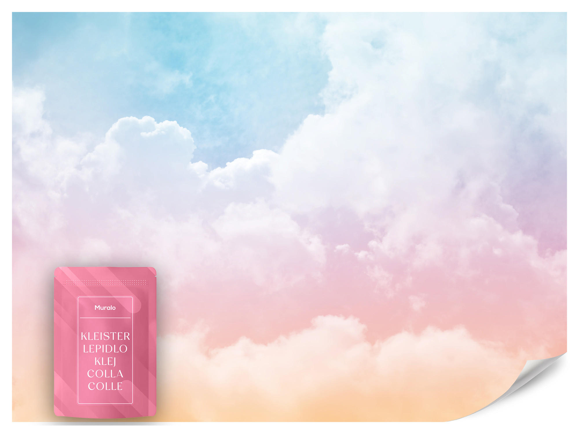 FOTOTAPETE für Kinderzimmer bunte Wolken Abstraktion 500x350 - Blau/Violett, Papier (500/350cm) - Muralo