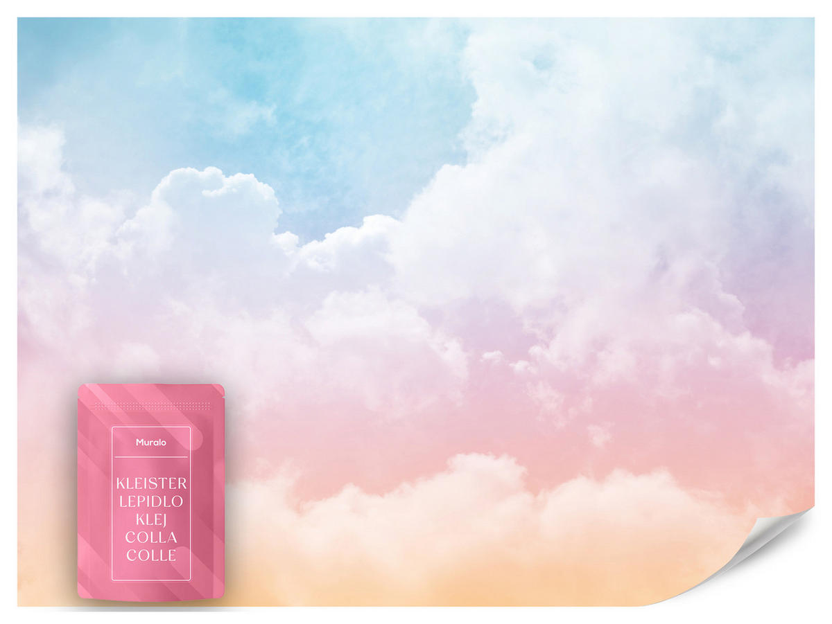 FOTOTAPETE für Kinderzimmer bunte Wolken Abstraktion 500x350 - Blau/Violett, Papier (500/350cm) - Muralo