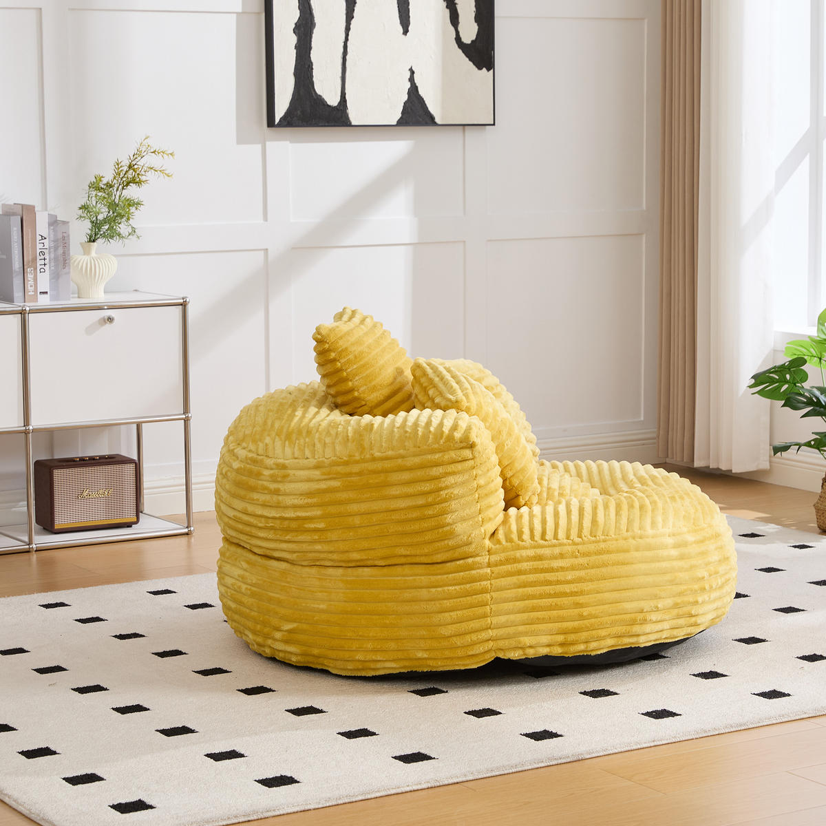 SITZSACK Cord Senfgelb mit Armlehnen - Gelb, Textil (108/52/108cm) - WISHDOR
