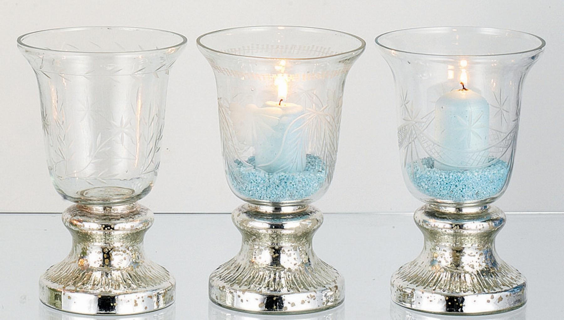 WINDLICHT Alhambra 3er-Set - Transparent, Glas (12.5/19.5/12.5cm) - FURNARO