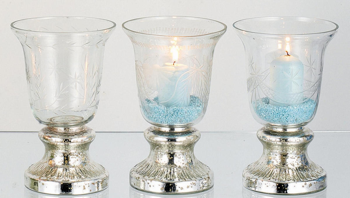 WINDLICHT Alhambra 3er-Set - Transparent, Glas (12.5/19.5/12.5cm) - FURNARO