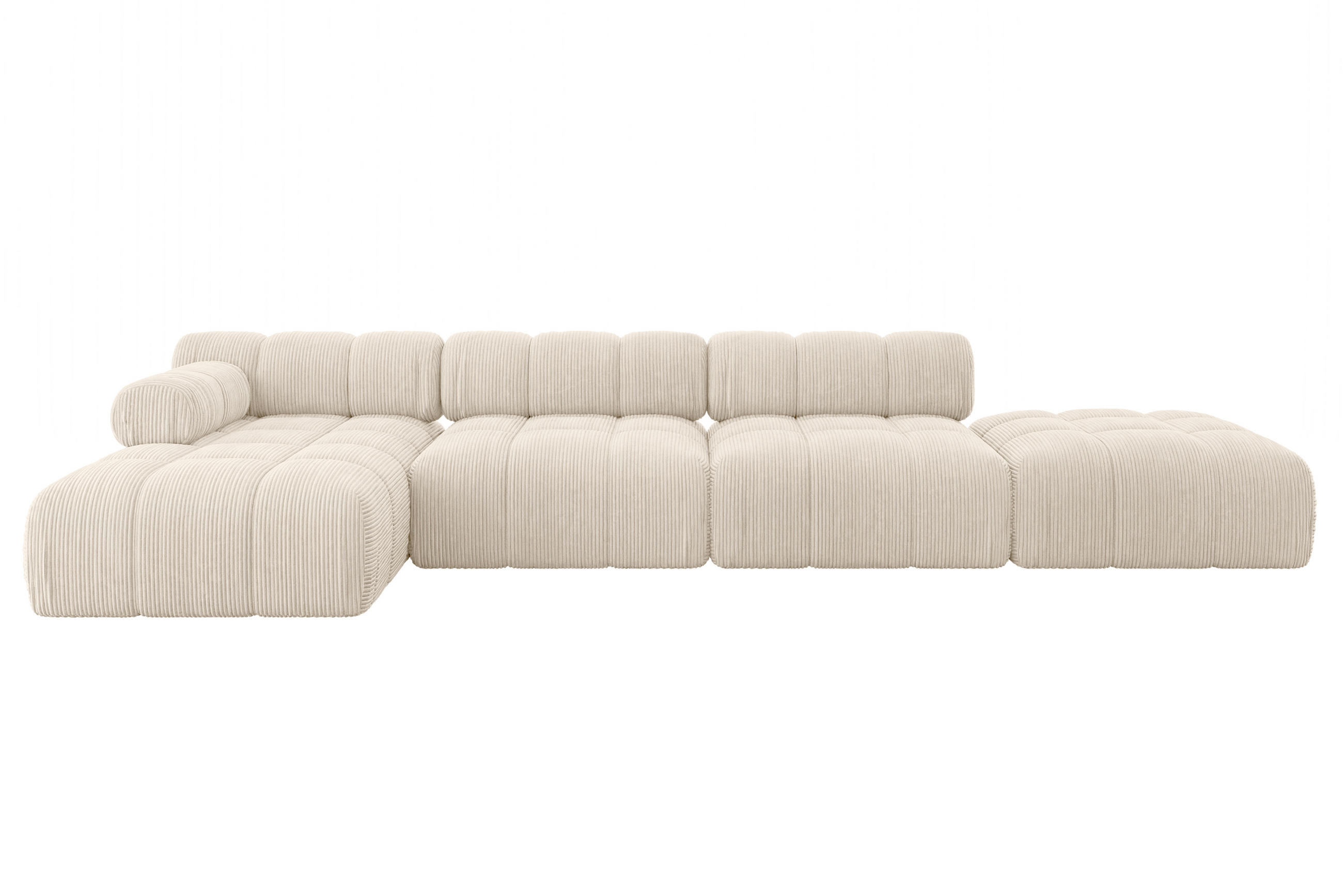 ECKSOFA modulares Sofa Lizur-L2 - 380x160x70 cm Beige Cord - Beige, Holzwerkstoff/Textil (380/160cm) - ALTDECOR