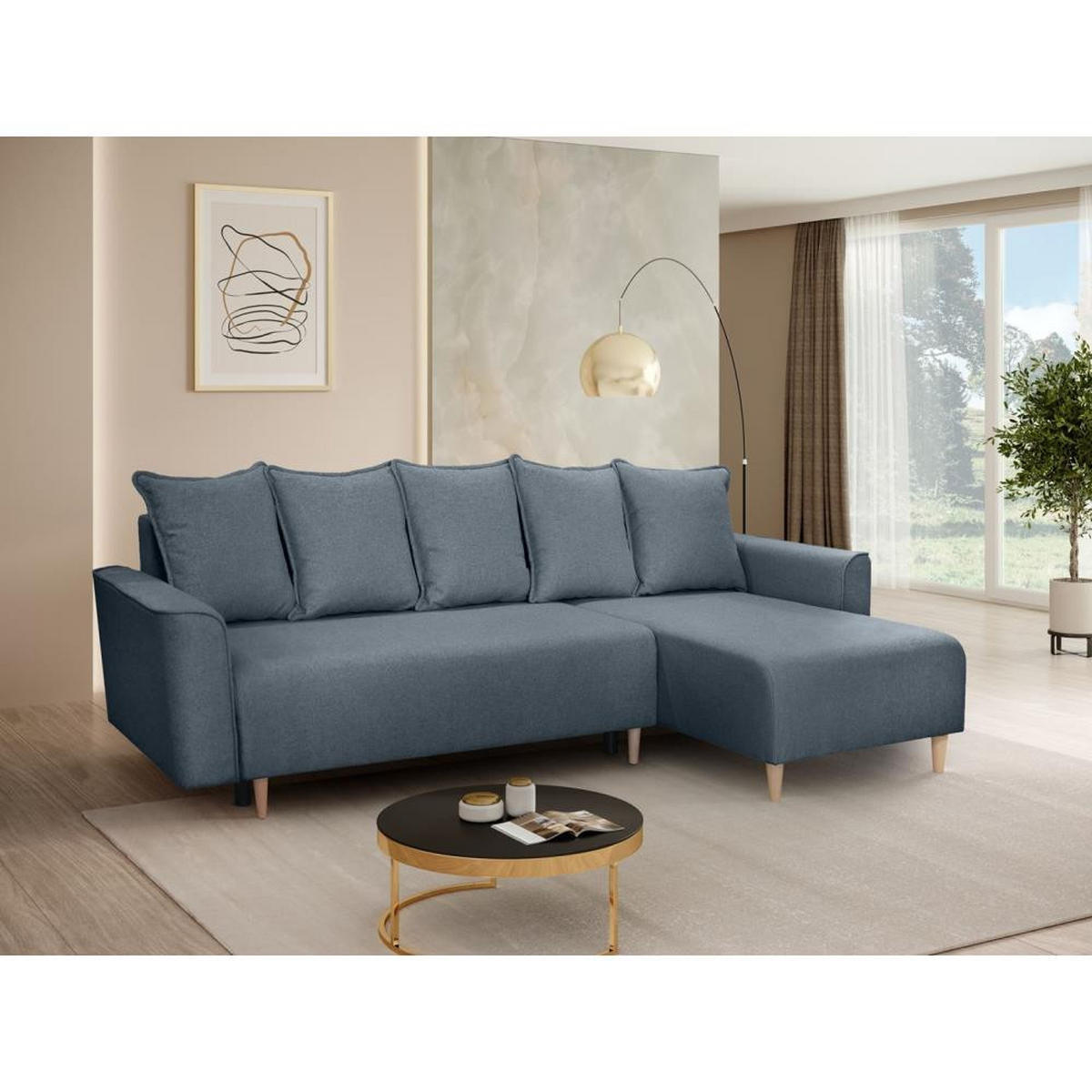 ECKSCHLAFSOFA Willow blau - Blau, Textil (225/150cm) - Beautysofa