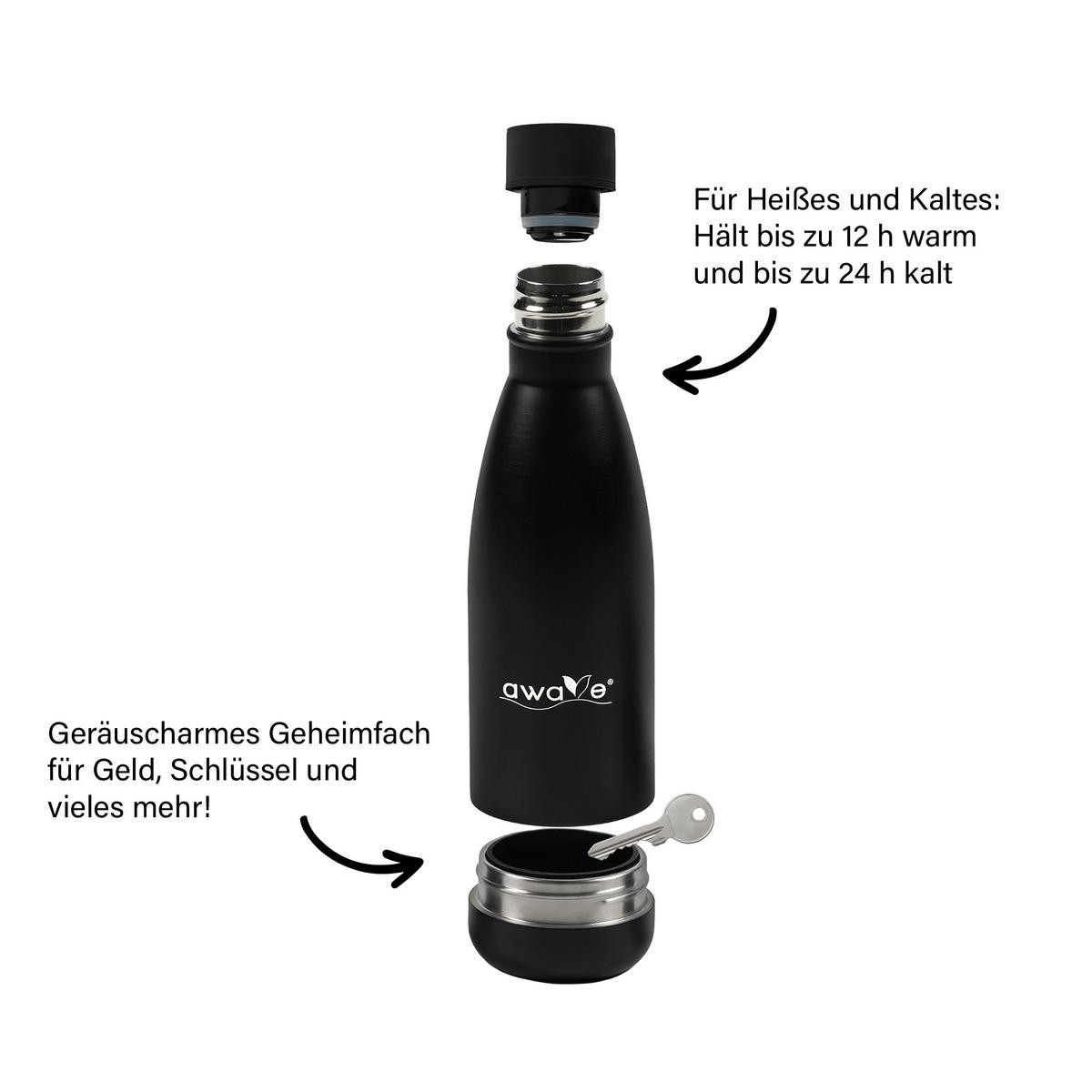 TRINKFLASCHE - Schwarz, Metall (0.35L) - Stoneline