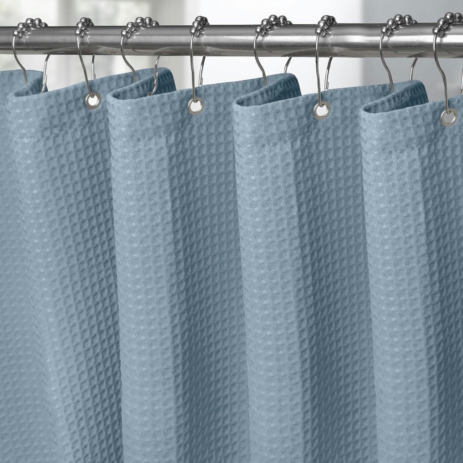 DUSCHVORHANG Waffelstoff Mondlichtblau 182 x 214 cm - Hellblau, Textil (182/214cm)