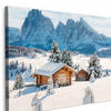 LEINWANDBILD Winter - Hütte - Berge - Aussicht - Schnee Groß 140x90 cm - Eichefarben, Textil (140/90cm) - MuchoWow