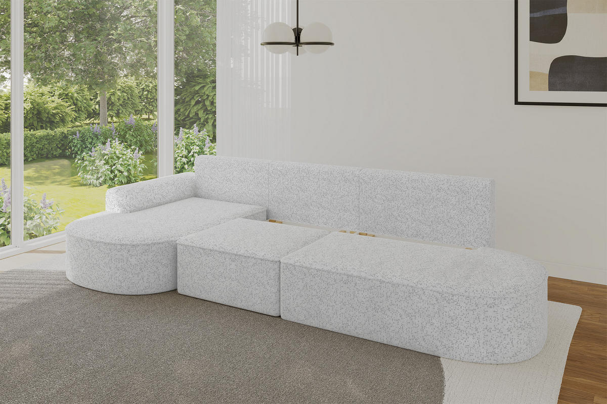 ECKSOFA mit Schlaffunktion Ottomane Links MARI L2-S 368X167X85 Grau Velours - Taupe/Schwarz, Holzwerkstoff/Kunststoff (368/167cm) - ALTDECOR