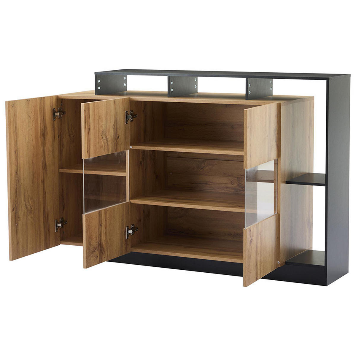 SIDEBOARD mit Bluetooth Steuerung LED Esszimmerschrank，Holzfarbe - Alteiche, Holz (30/94/120cm) - KOMHTOM