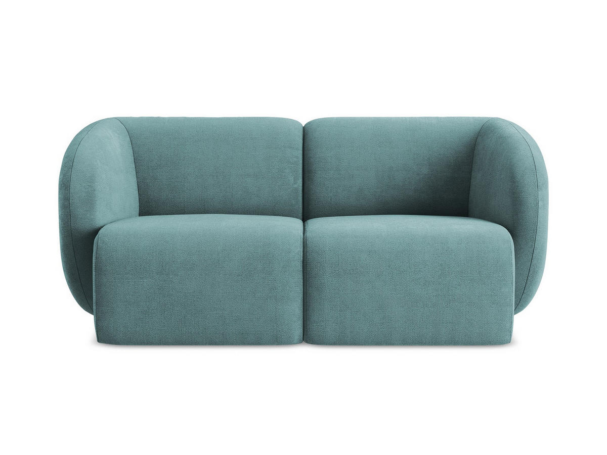 2-SITZER-SOFA Chenille Stoff Blau - Blaugrau/Schwarz, Holzwerkstoff/Kunststoff (174/75/94cm) - Makamii