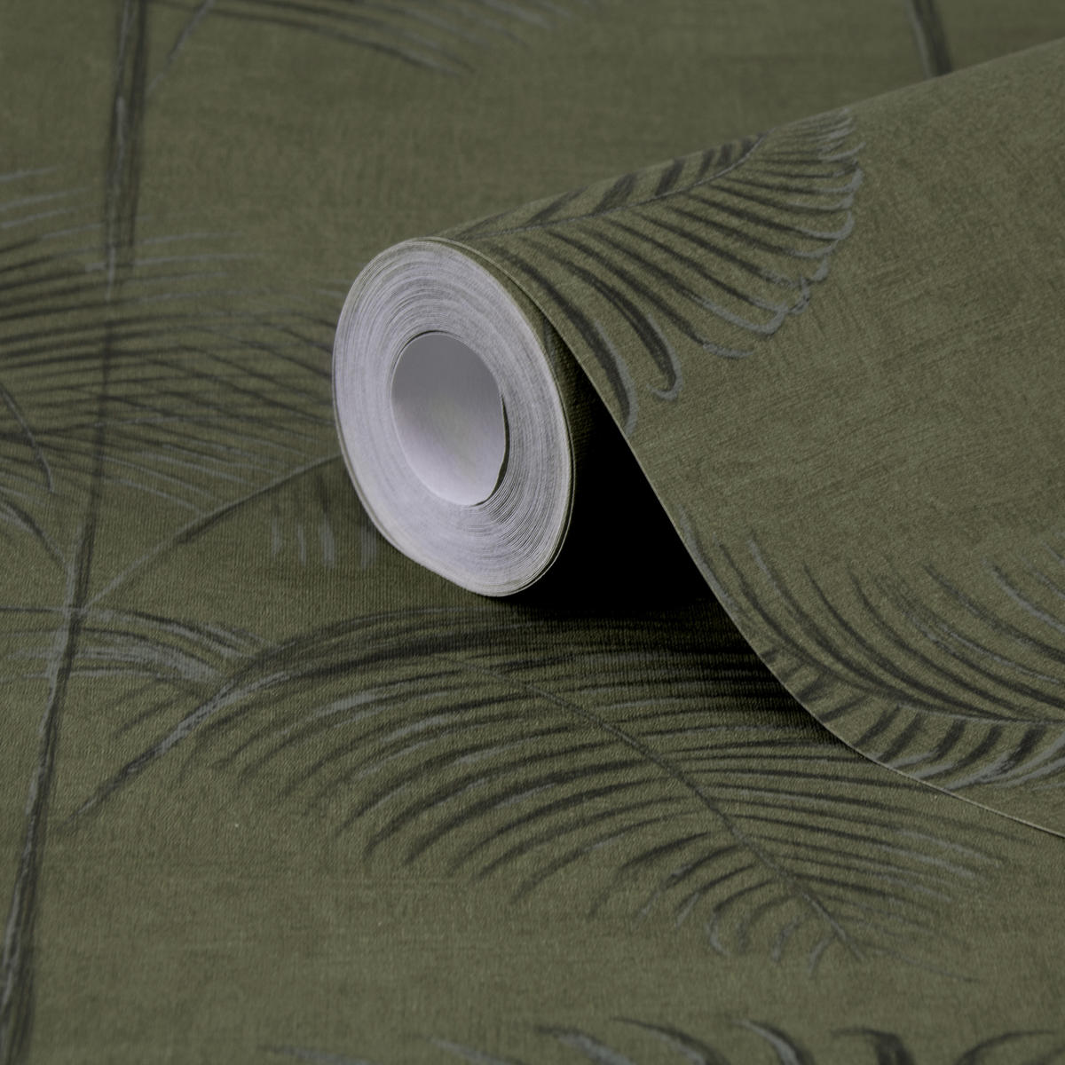 VLIESTAPETE Palme deluxe - Grün, Papier/Kunststoff (53/1cm) - LOOKS by W.Joop