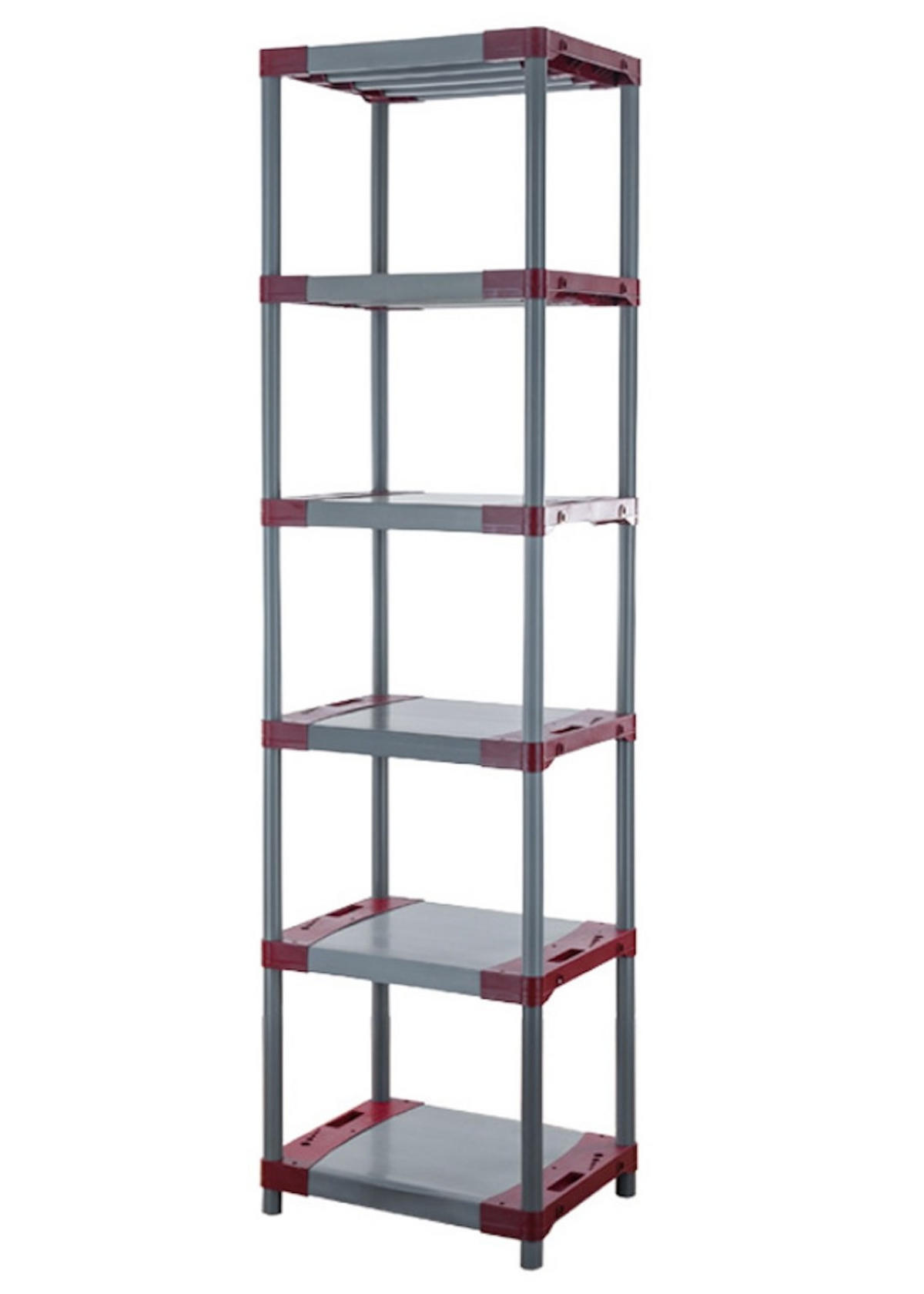 KUNSTSTOFFREGAL GREY BEAR Extra-Tall 220x60x46cm Fachlast 120kg Grau-Rot - Rot, Kunststoff (60/222/46cm) - PROREGAL