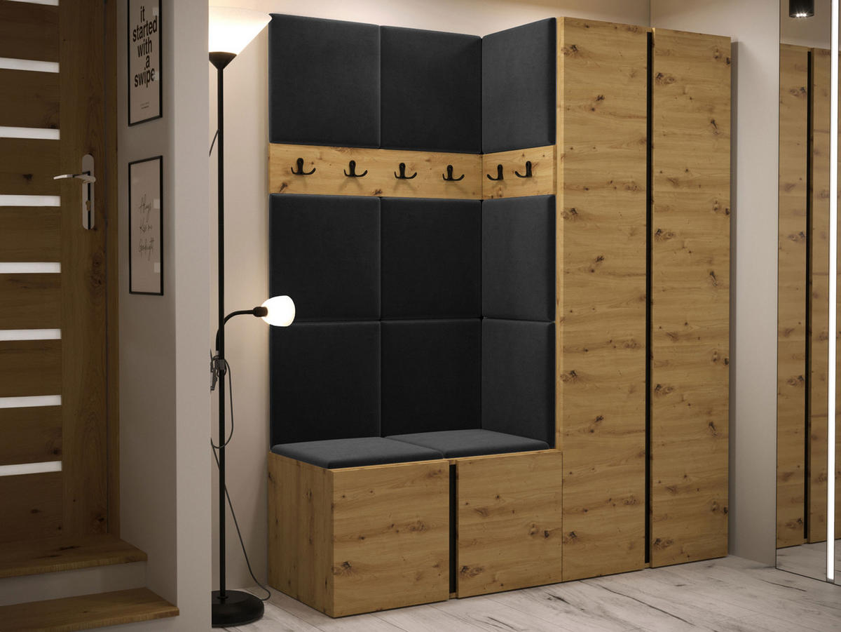 GARDEROBEN-SET Orion III - Anthrazit/Eiche Artisan, Holzwerkstoff/Kunststoff (158/186/46cm) - MIRJAN24