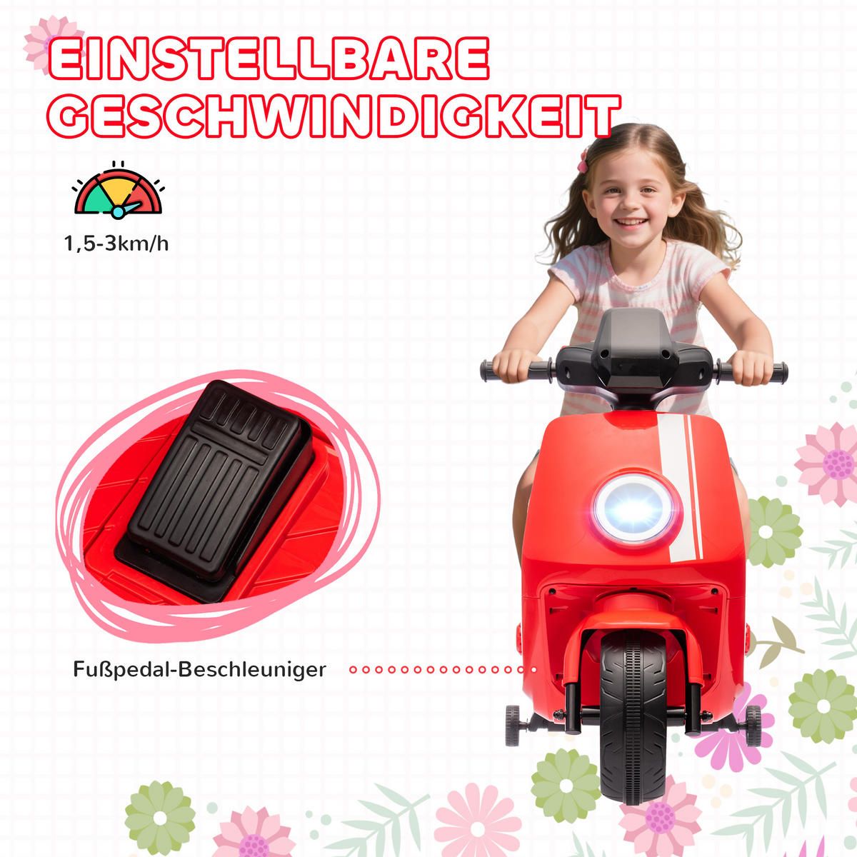 KINDER Elektro-Motorrad - Rot, Metall (90/39/61cm) - AIYAPLAY