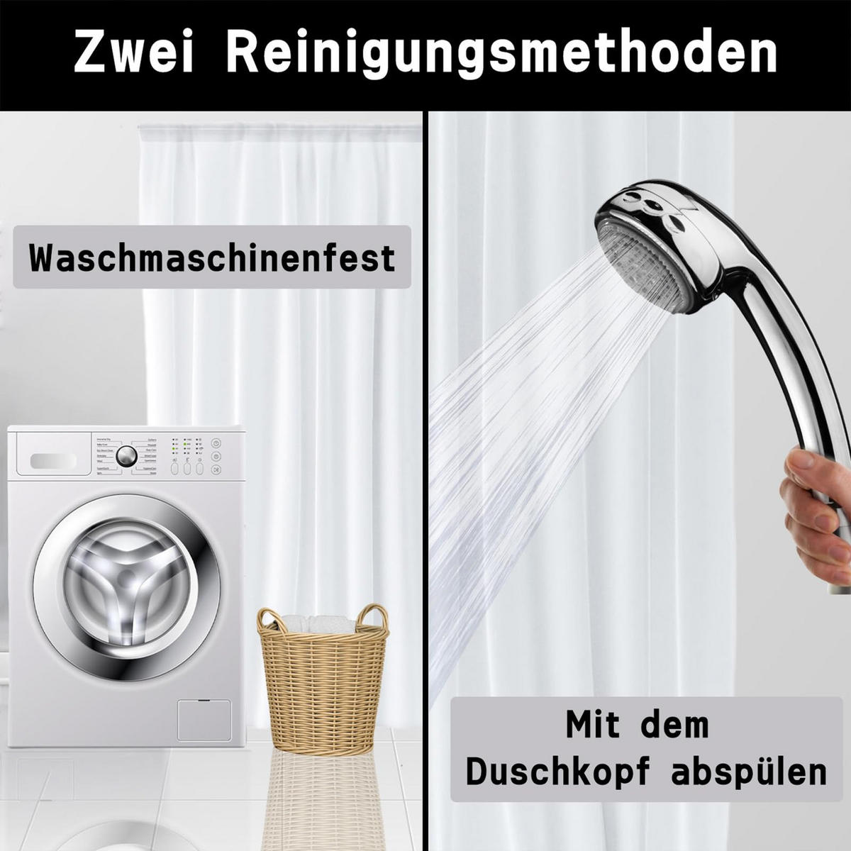 DUSCHVORHANG 3D Blätter Dschungel tropisch 180 x 180 cm bedruckt wasserdicht mit Haken - Multicolor, Textil (180/180cm) - MCBOSON